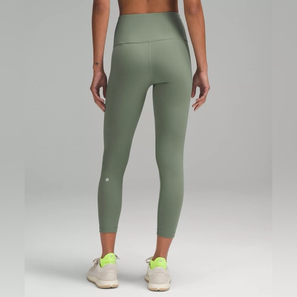 Lululemon Wunder Train High-Rise Ribbed Tight 25" - Grey Eucalyptus, Size 14 - Picture 7 of 9